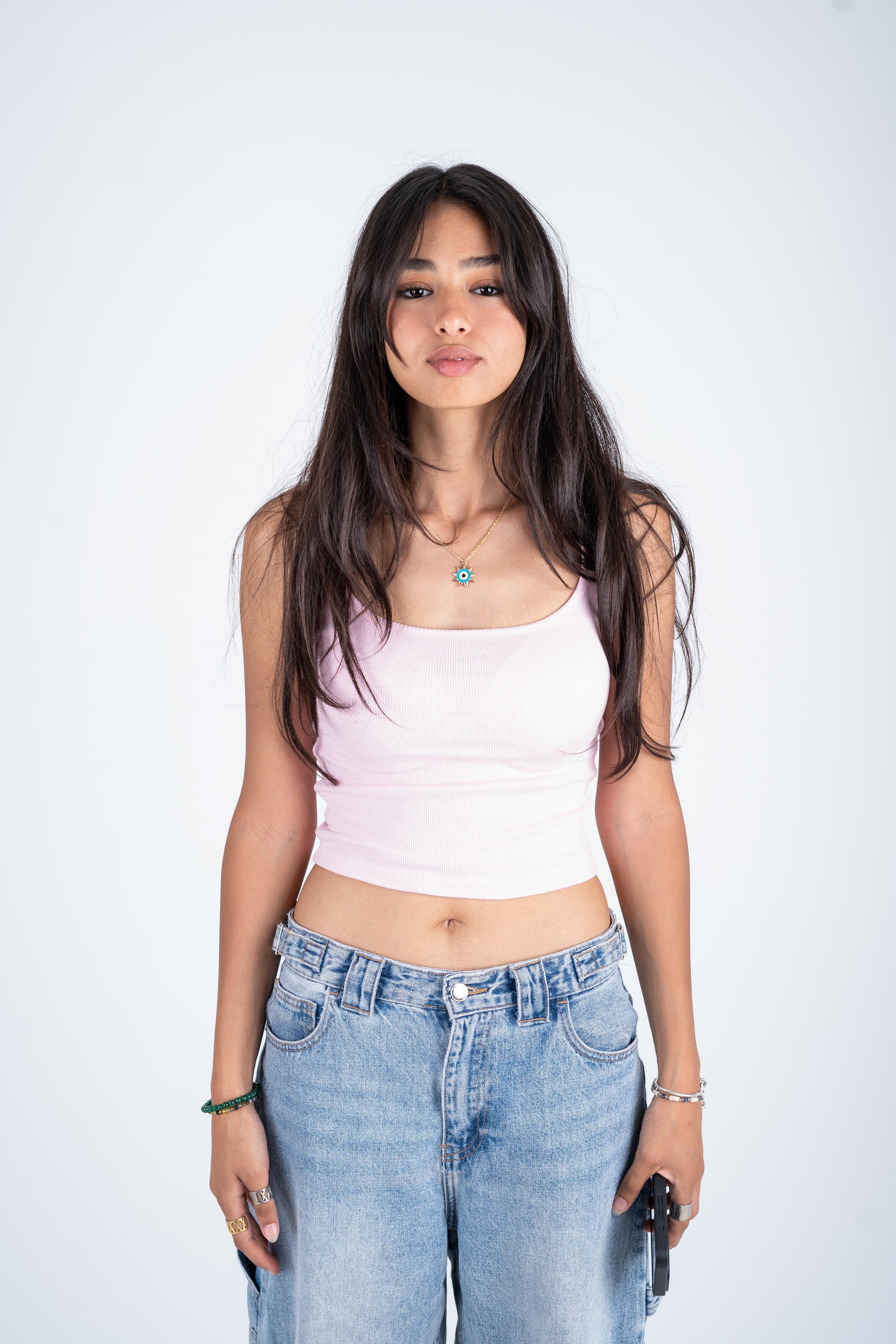Ribbed Scoop-Neck Tank Top - Dusty Rose