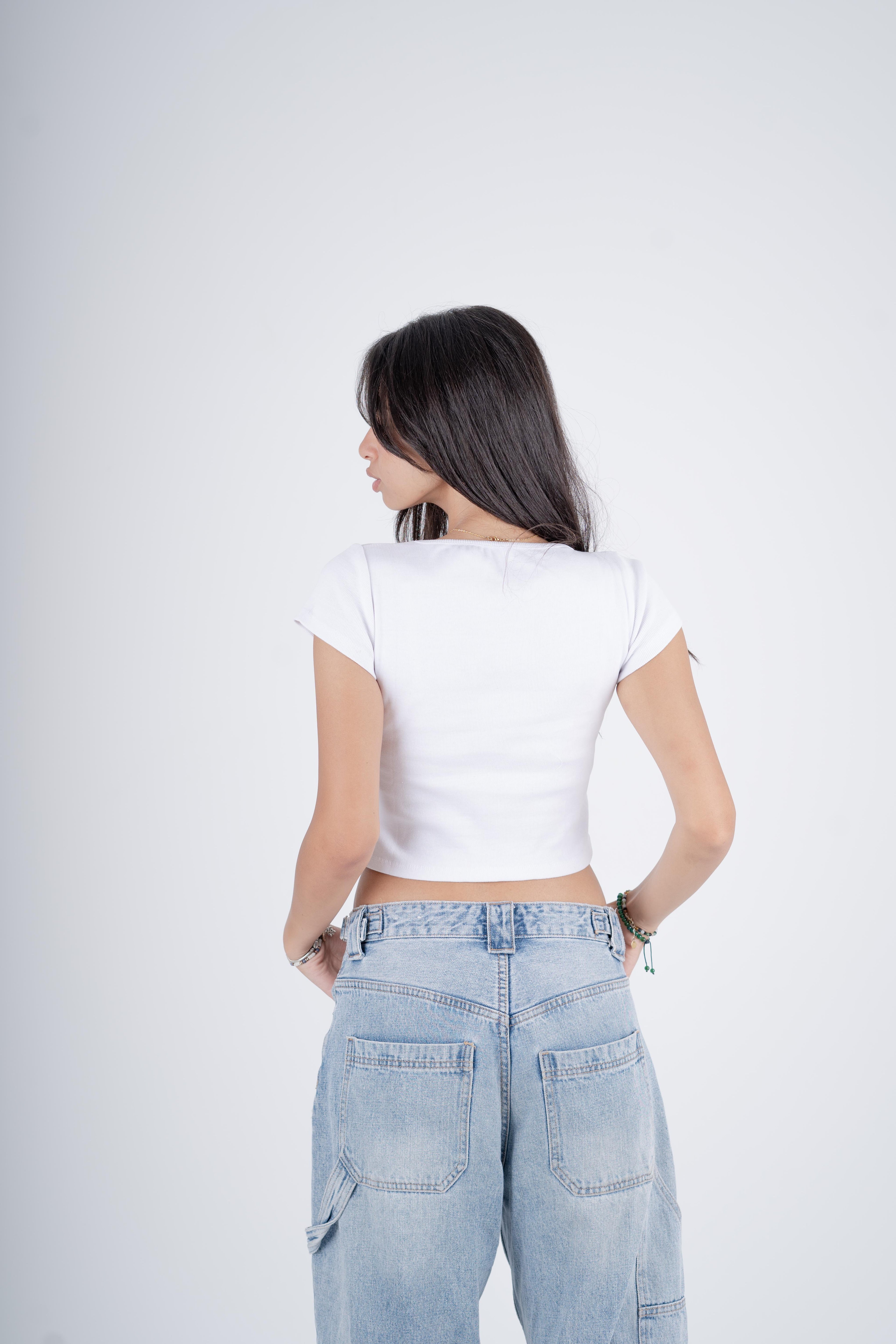 Square Neckline Top - White
