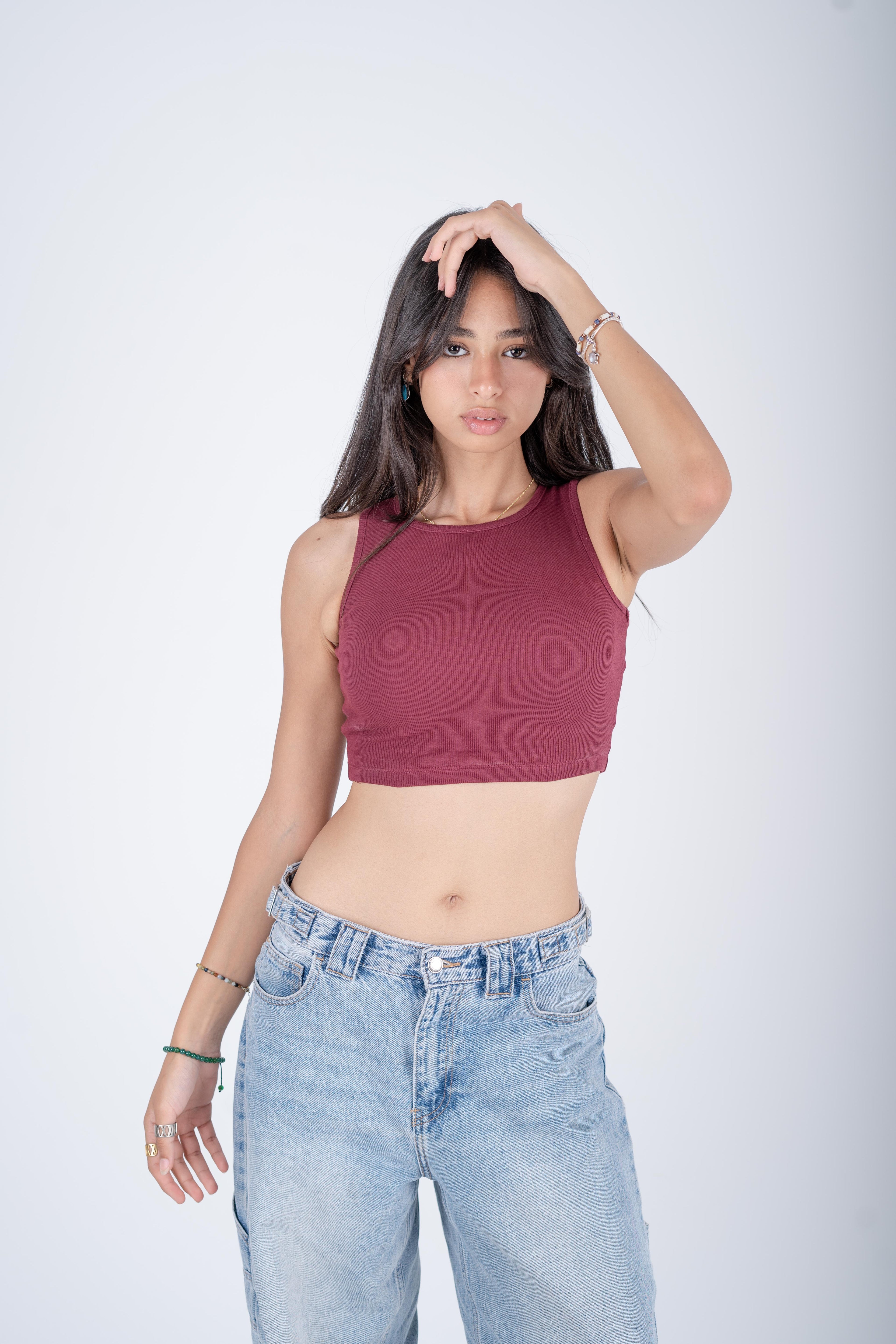 Chill Crop Top - Burgandy