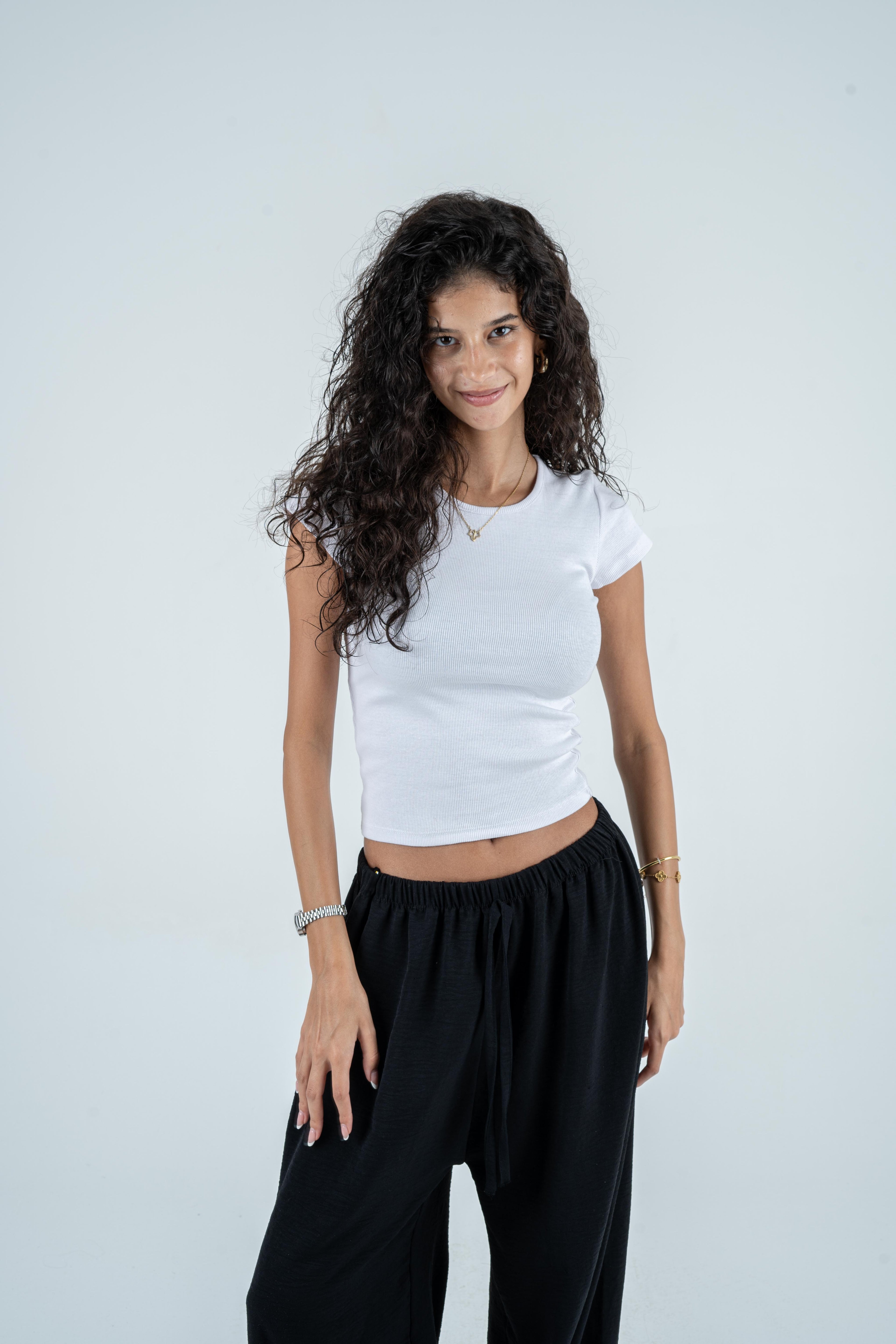 Round Neckline Top - White
