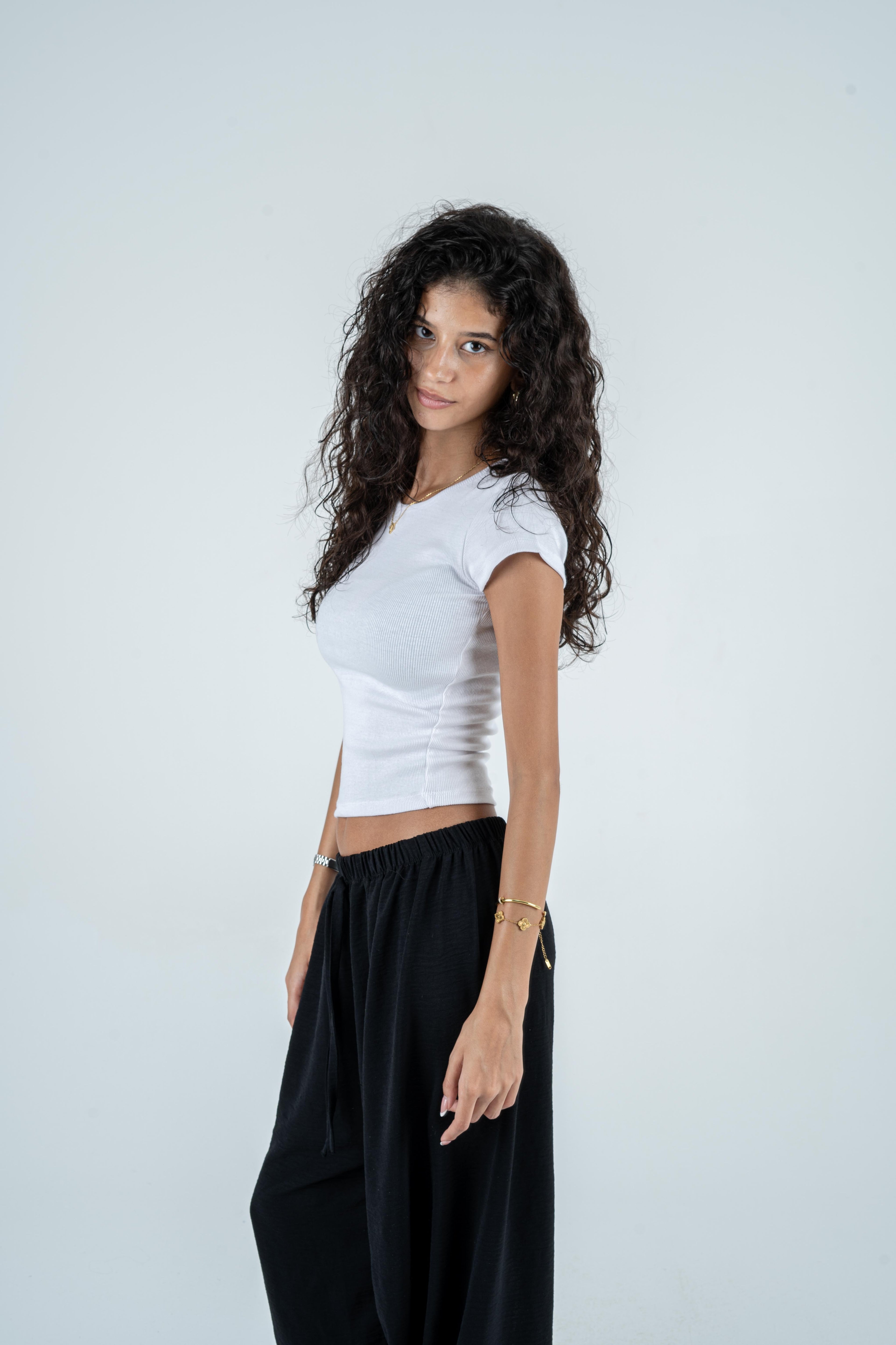 Round Neckline Top - White