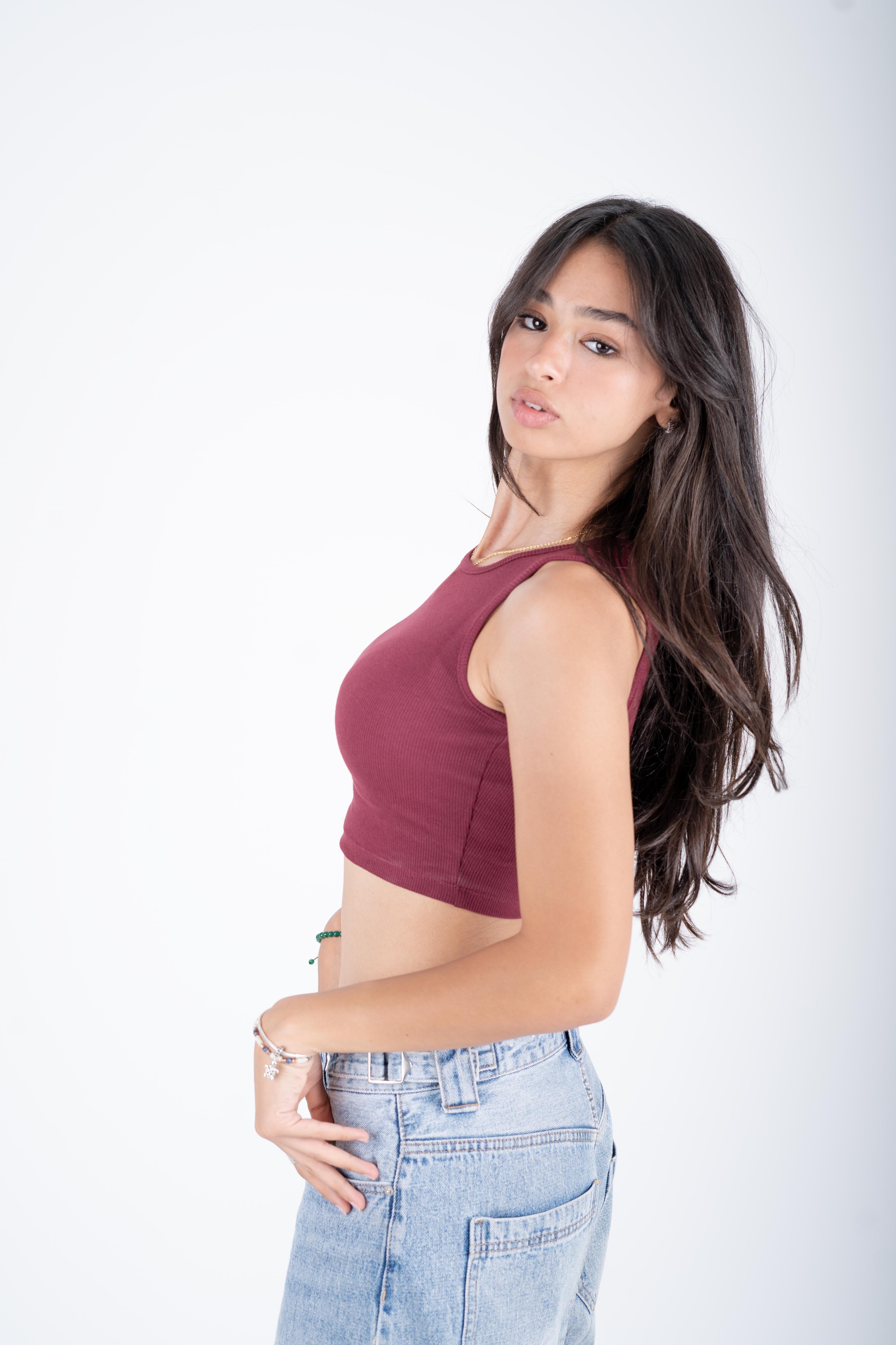 Chill Crop Top - Burgandy